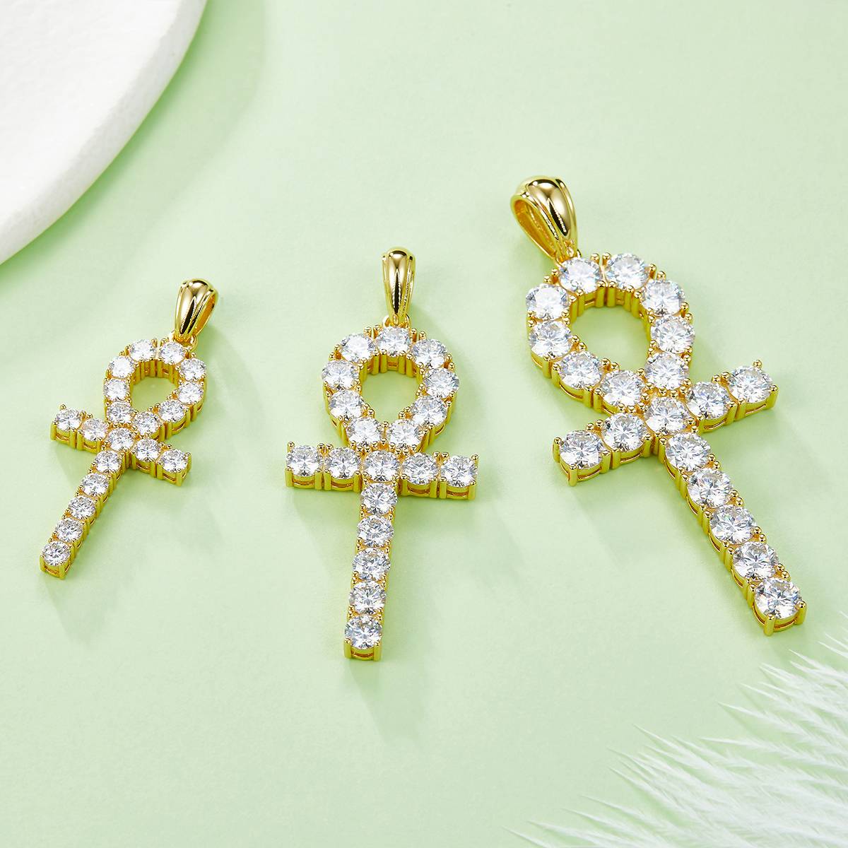 Fashion cross necklace S925 silver pendant Moissanite 5.0mm D-grade